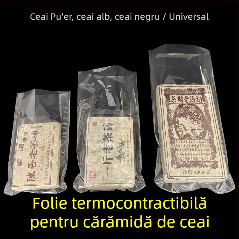 Film termic de contracție pentru bloc de ceai Pu'er, folie PVC transparentă pentru sigilare, 250 g–1000 g