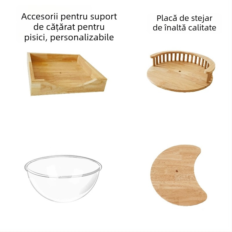 Structură de cățărare pentru pisici din lemn, accesorii DIY, platformă de observație, platformă de sărit, căsuță pentru pisici și stâlp de zgâriere
