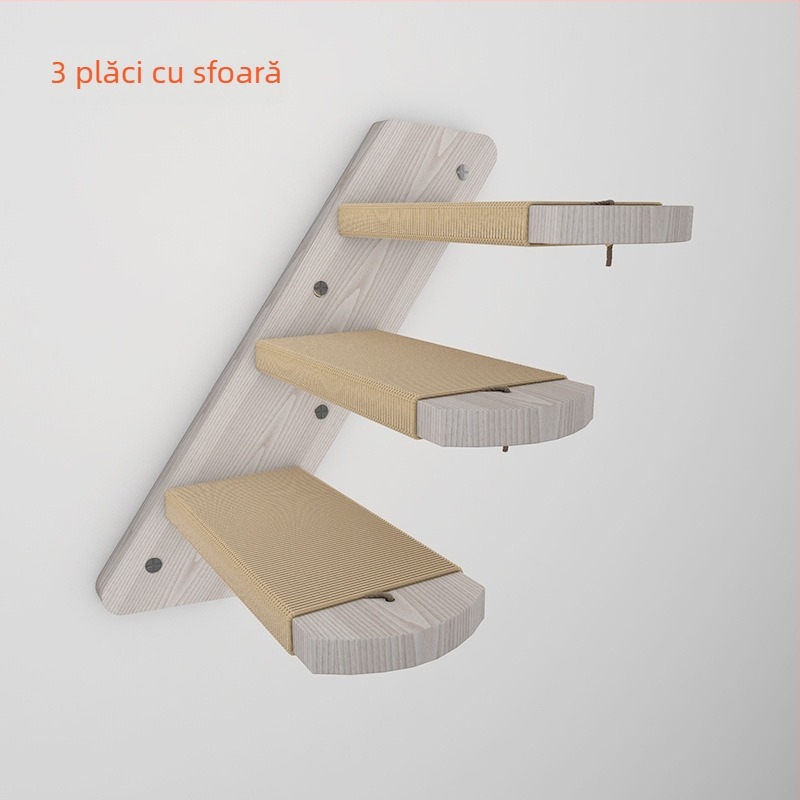 Coridor aerian pentru pisici, Scări pentru pisici de patru anotimpuri, Sistem de cățărare din lemn masiv pentru pisici, Cuib pentru pisici montat pe perete, Vilă pentru pisici, Tablă de zgâriat pentru pisici