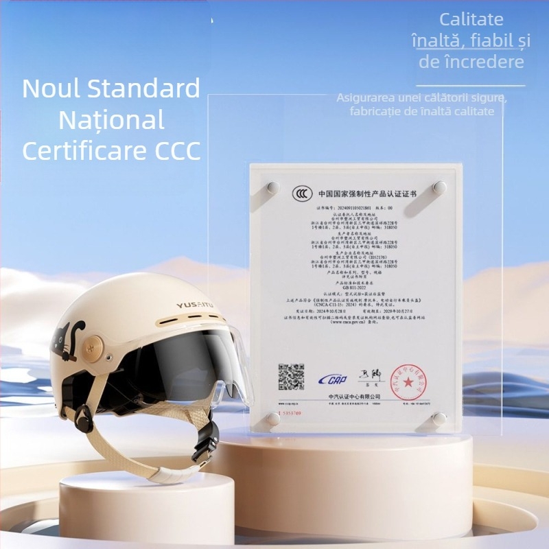  Cască 3C certificată, clasă A, pentru vehicule electrice și motociclete, cu lentile duble, protecție solară, unisex, pentru toate anotimpurile