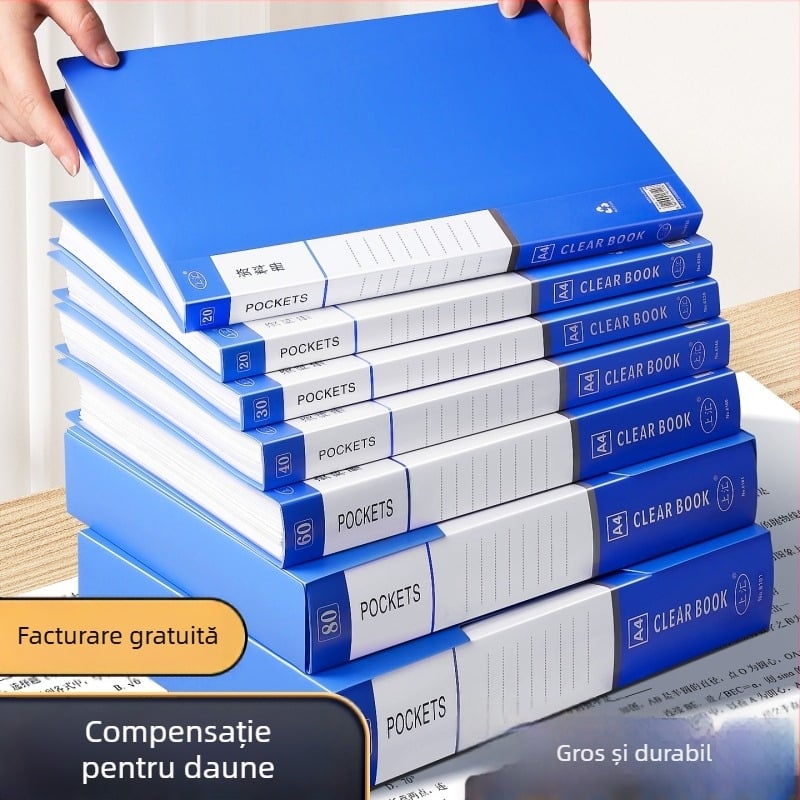Dosar A4 transparent cu pagini de inserție pentru documente