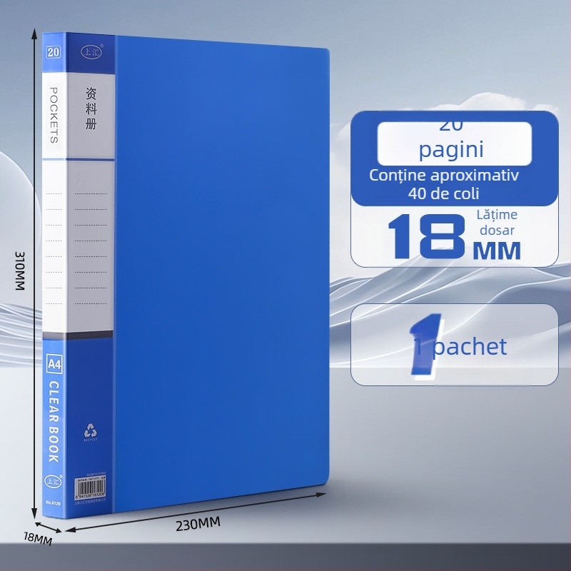 Dosar A4 transparent cu pagini de inserție pentru documente