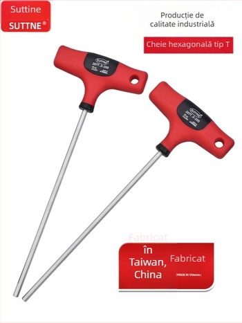 Cheie hexagonală SUTTNE, metrice, mâner extins, calitate industrială, oțel S2, cap plat, mâner în formă de T