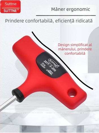Cheie hexagonală SUTTNE, metrice, mâner extins, calitate industrială, oțel S2, cap plat, mâner în formă de T