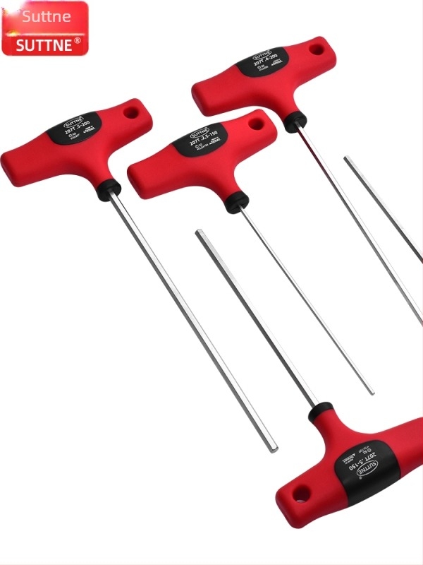 Cheie hexagonală SUTTNE, metrice, mâner extins, calitate industrială, oțel S2, cap plat, mâner în formă de T