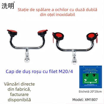 Spălător de ochi de birou, cu două duze, din oțel inox 304 și ABS, pentru uz în fabrici, spitale și școli
