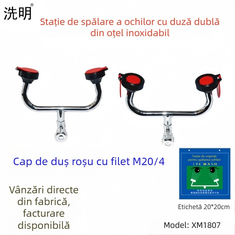 Spălător de ochi de birou, cu două duze, din oțel inox 304 și ABS, pentru uz în fabrici, spitale și școli