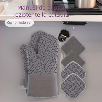 Mănuși din silicon, rezistente la temperaturi înalte, antiderapante, pentru cuptor cu microunde și coacere