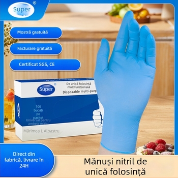 Mănuși nitril de unică folosință – rezistente la ulei, uzură, durabile, impermeabile, protecție la muncă pentru uz casnic