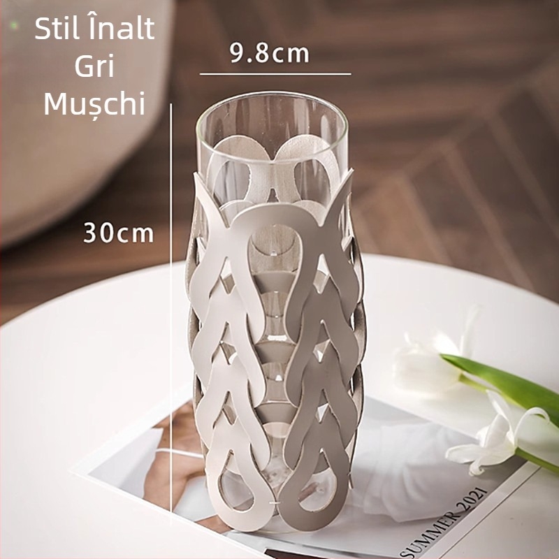 Capac din piele pentru pahar din sticlă — design modern, lucrat manual, artă pentru casă, model pătrat quiltat cu decupaje