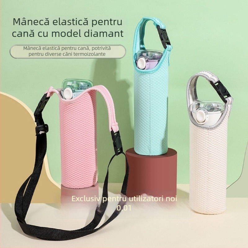 Husă izolatoare portabilă pentru cană cu curea crossbody