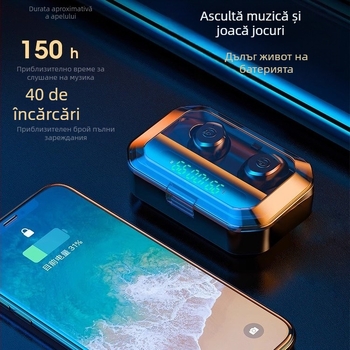 Căști Bluetooth true wireless pentru sport cu reducere a zgomotului, design in-ear, durată mare de viață a bateriei, model 2025