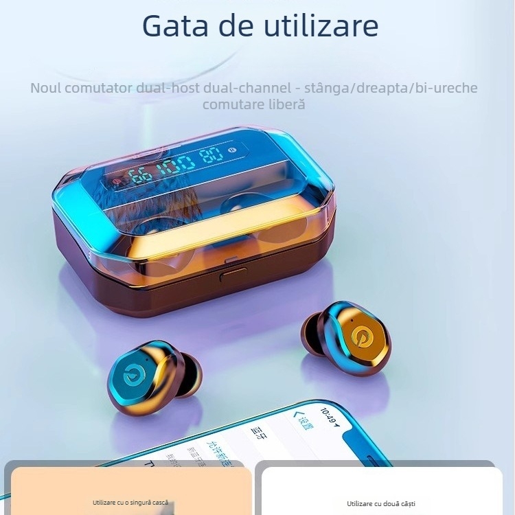 Căști Bluetooth true wireless pentru sport cu reducere a zgomotului, design in-ear, durată mare de viață a bateriei, model 2025