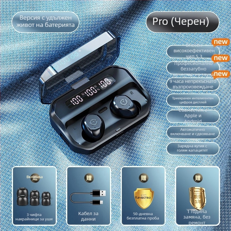 Căști Bluetooth true wireless pentru sport cu reducere a zgomotului, design in-ear, durată mare de viață a bateriei, model 2025