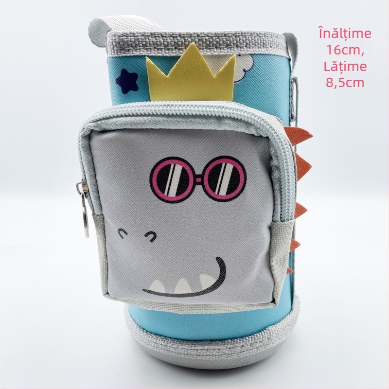 Husă pentru termos pentru copii, cu buzunar și portofel, accesoriu pentru geantă crossbody, imprimeu brodat