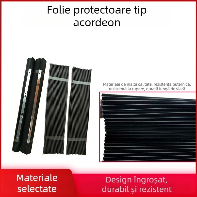 Protecție din cauciuc pentru freză turret, cu panou accordion, protecție împotriva șlajelor de fier, clips pentru cablu și opritor pentru șpan gros