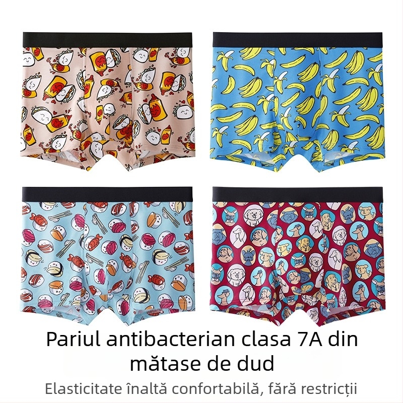 Boxeri bărbați din modal, cu imprimeu digital și zonă inghinală antibacteriană