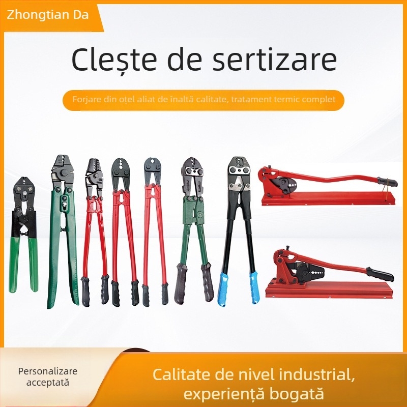 Clește de sertizare multifuncțional, cu clemă din cupru în formă de 8, cu inel din cupru și inel din aluminiu, pentru cablu de sârmă