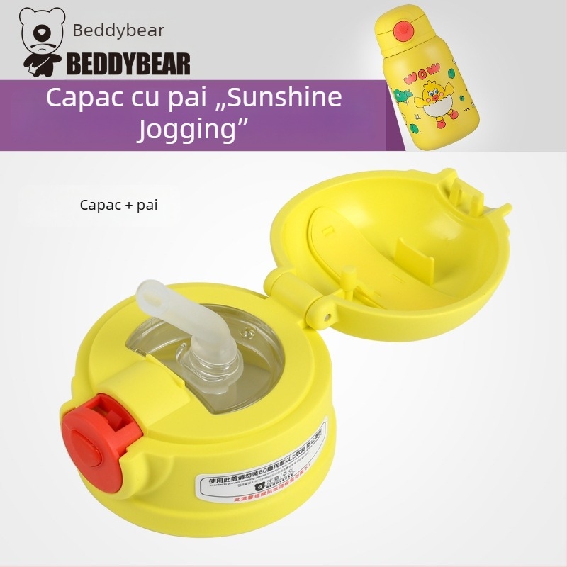 Cup Bear capac original pentru copii – seria Glutinous Rice, capac pentru pahar cu pai și capac pentru termos