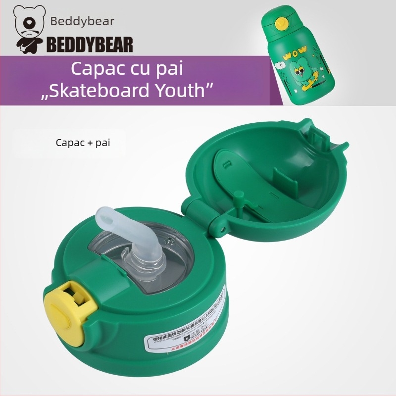 Cup Bear capac original pentru copii – seria Glutinous Rice, capac pentru pahar cu pai și capac pentru termos