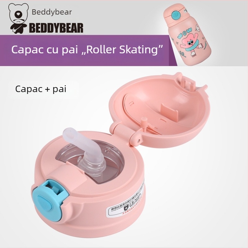 Cup Bear capac original pentru copii – seria Glutinous Rice, capac pentru pahar cu pai și capac pentru termos