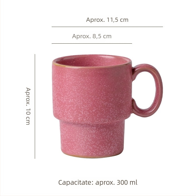 Cană din ceramică de piatră, stivuibilă, în stil retro, pentru casă și birou; practică pentru apă și lapte