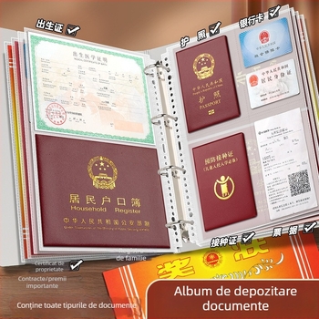 Organizator de documente pentru familie, format A4, cu capacitate mare – chitanțe, certificate de naștere, carnet de familie și dosar multifuncțional pentru carduri