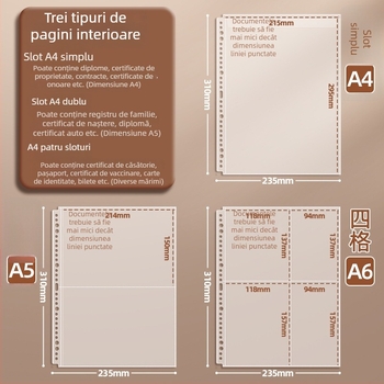 Organizator de documente pentru familie, format A4, cu capacitate mare – chitanțe, certificate de naștere, carnet de familie și dosar multifuncțional pentru carduri