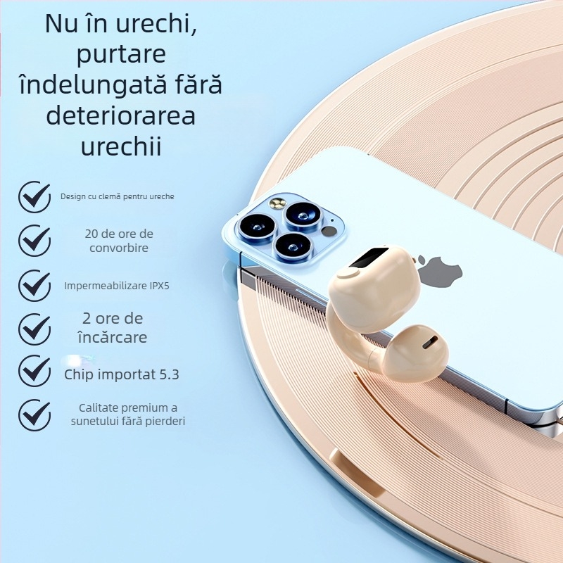 M10 căști Bluetooth cu clips pentru ureche — pentru un singur canal, nu în ureche, Bluetooth 5.0, pentru sport și afaceri