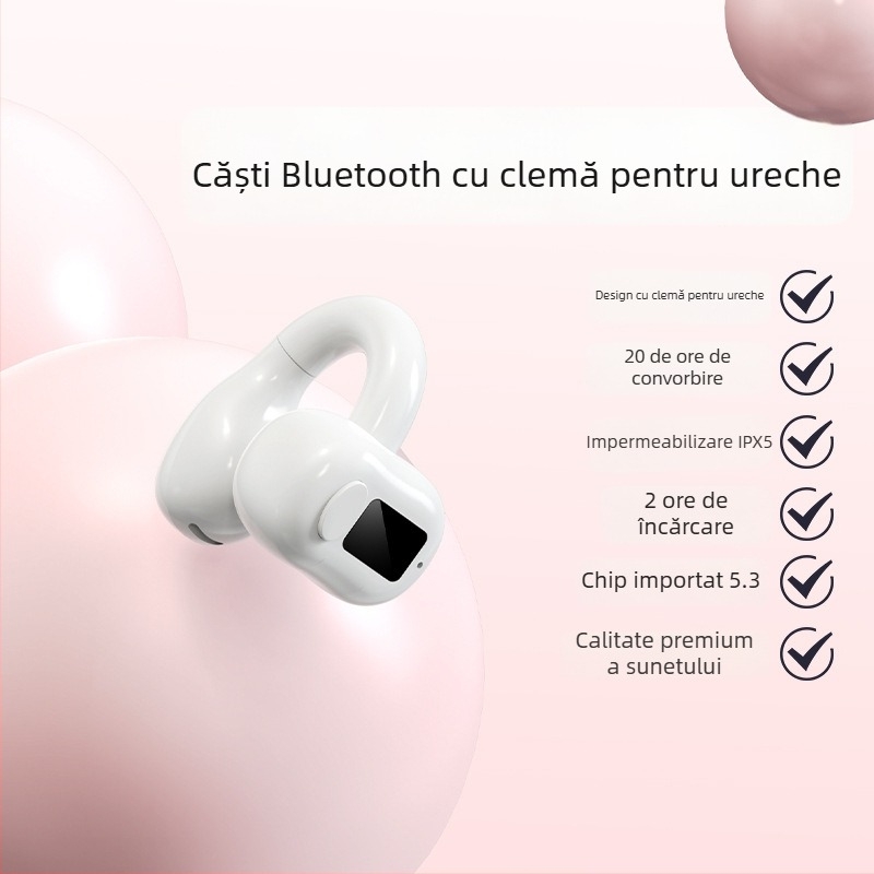 M10 căști Bluetooth cu clips pentru ureche — pentru un singur canal, nu în ureche, Bluetooth 5.0, pentru sport și afaceri