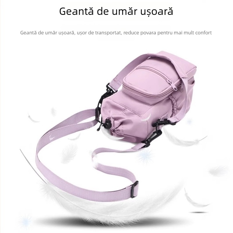 Husă izolată pentru sticla de apă, model diagonal, geantă de umăr pentru sticlă și buzunar pentru telefon