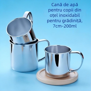 Pahar pentru copii din oțel inoxidabil 304, pereți dubli, anti-arzire, 200 ml, fără capac
