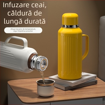 Termos pentru ceai cu afișaj de temperatură, stil retro, oțel inoxidabil 316, capacitate mare, cu infuzor de ceai