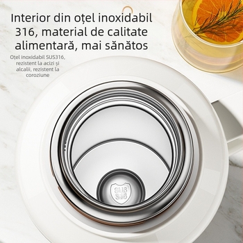 Termos pentru ceai cu afișaj de temperatură, stil retro, oțel inoxidabil 316, capacitate mare, cu infuzor de ceai