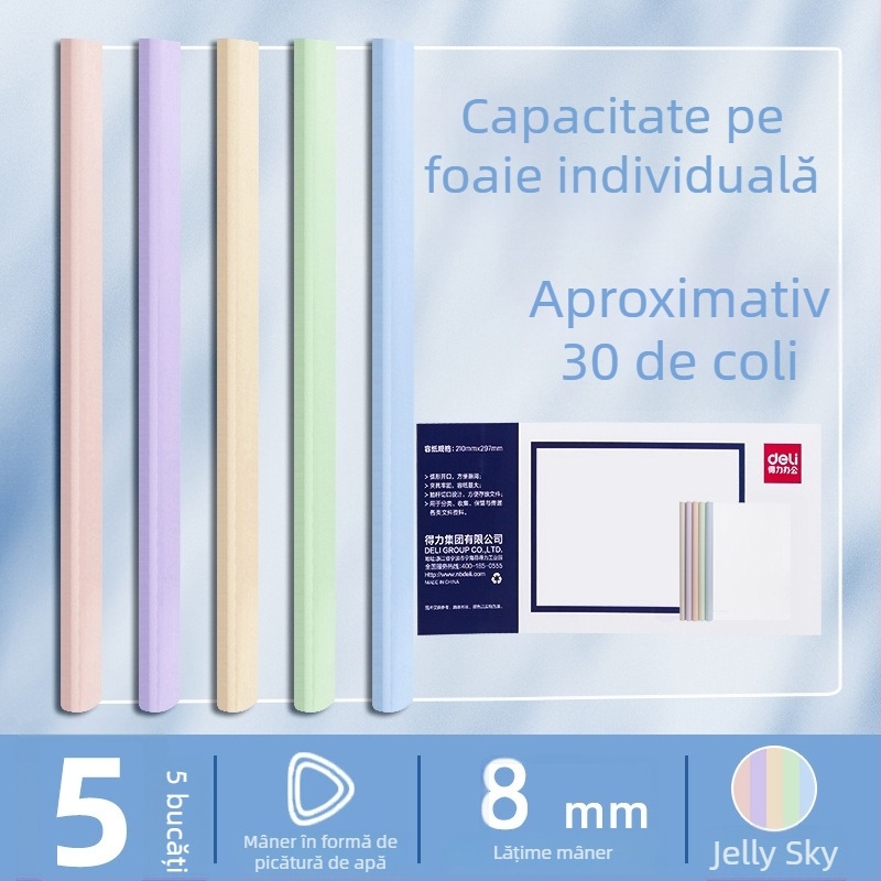 Deli set de 5 clipuri cu manetă rotativă pentru hârtie A4, manetă îngroșată – dosar de birou