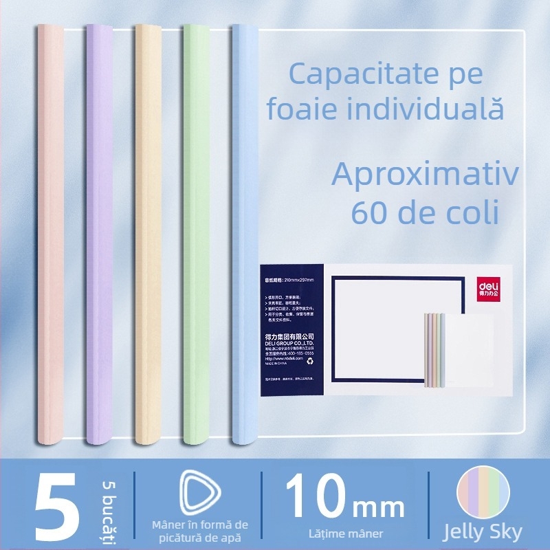 Deli set de 5 clipuri cu manetă rotativă pentru hârtie A4, manetă îngroșată – dosar de birou