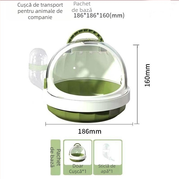 Cuib portabil pentru păsări, destinat utilizării în aer liber, potrivit pentru papagali și păsări mici, cu design compact pentru purtare.