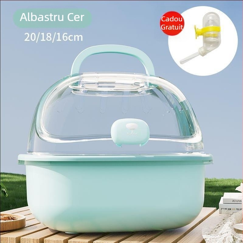 Cuib portabil pentru păsări, destinat utilizării în aer liber, potrivit pentru papagali și păsări mici, cu design compact pentru purtare.