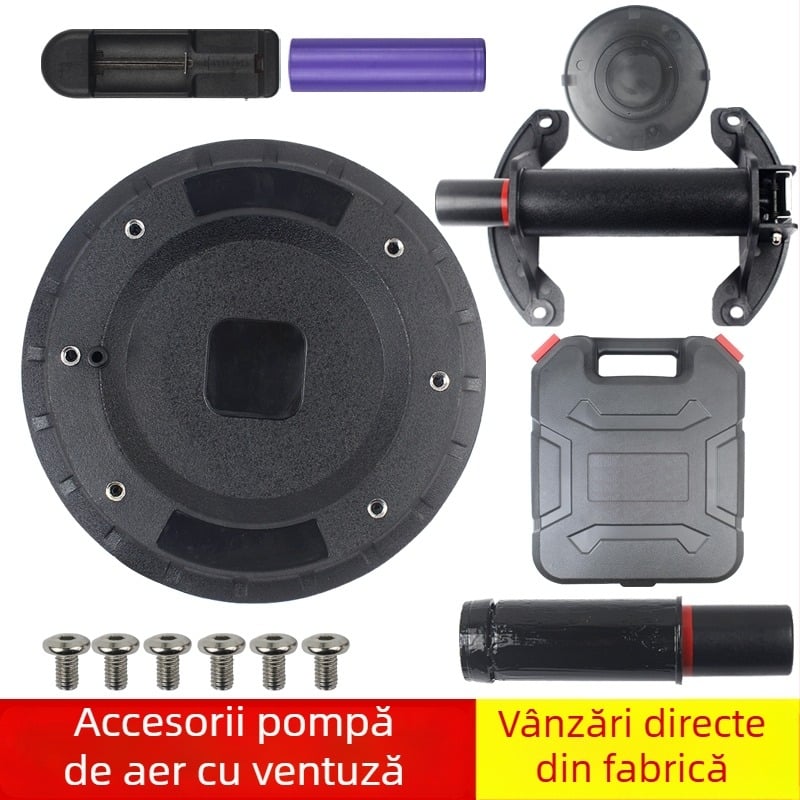 Pompa de aer robustă cu ventuză pentru plăci ceramice, ridicator pentru sticlă, cilindru de aer, cutie de depozitare, accesorii de filtrare, baterie