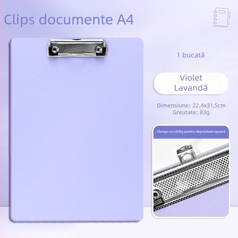 Dosar A4 cu paletă Morandi de culori, clipuri pentru documente, organizator, suport de scriere – papetărie birou