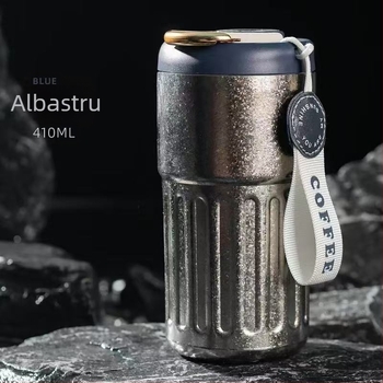 Cană dublu-strat din titan pur, vas izolant din aliaj de titan, 420 ml, cană de călătorie cu afișaj temperatură