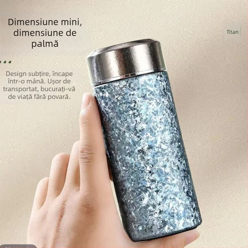 Cana termică din titan pur, cadou, portabilă, cu interior din titan