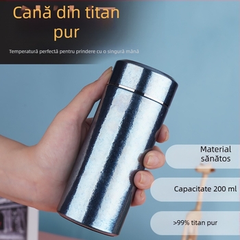 Termos din titan pur, izolație cu vid, mini portabil, ceai, utilizare casnică, design elegant