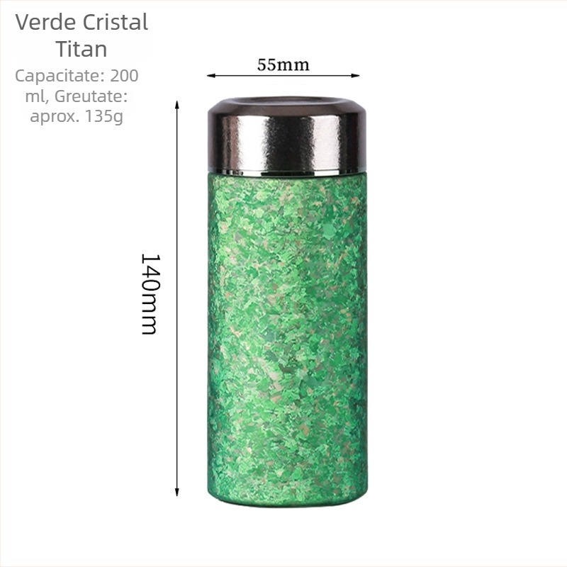 Termos din titan pur, izolație cu vid, mini portabil, ceai, utilizare casnică, design elegant