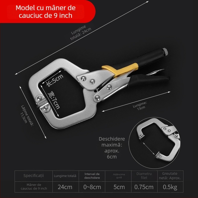 Xingbo Clește de tip C, grele, universal, din oțel-carbon, forjat cu precizie, 6–24 inch, clemă în formă de G