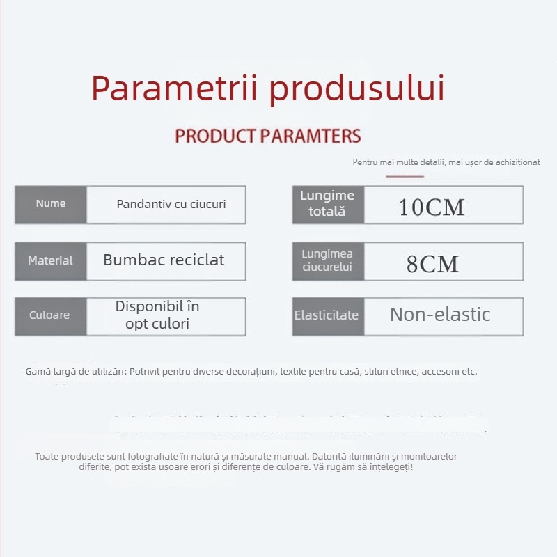 Ciucure din bumbac reciclat, lucrat manual, decor pentru perdele și textile de casă, 10 cm lungime