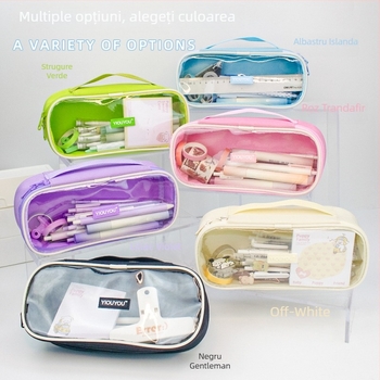 Penar transparent cu capacitate mare, cutie de rechizite școlare, elegant