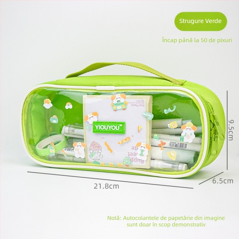 Penar transparent cu capacitate mare, cutie de rechizite școlare, elegant