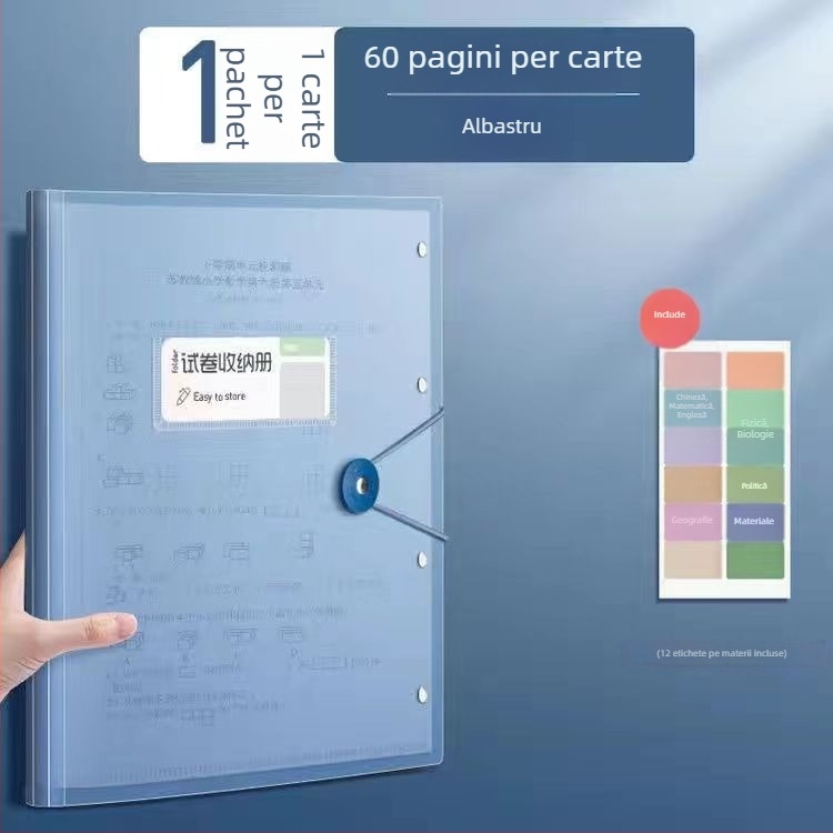 Dosar A4 pentru lucrări de examen, capacitate mare, 40/60 pagini pentru stocarea documentelor elevilor