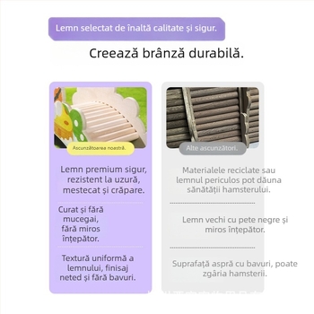 Kano adăpost din lemn pentru hamster cu platformă din lemn masiv – jucării de iarnă și accesorii pentru habitat